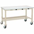 Global Industrial Mobile Workbench, 72 x 24in, Power Outlets, Laminate Square Edge, Tan 249411TN